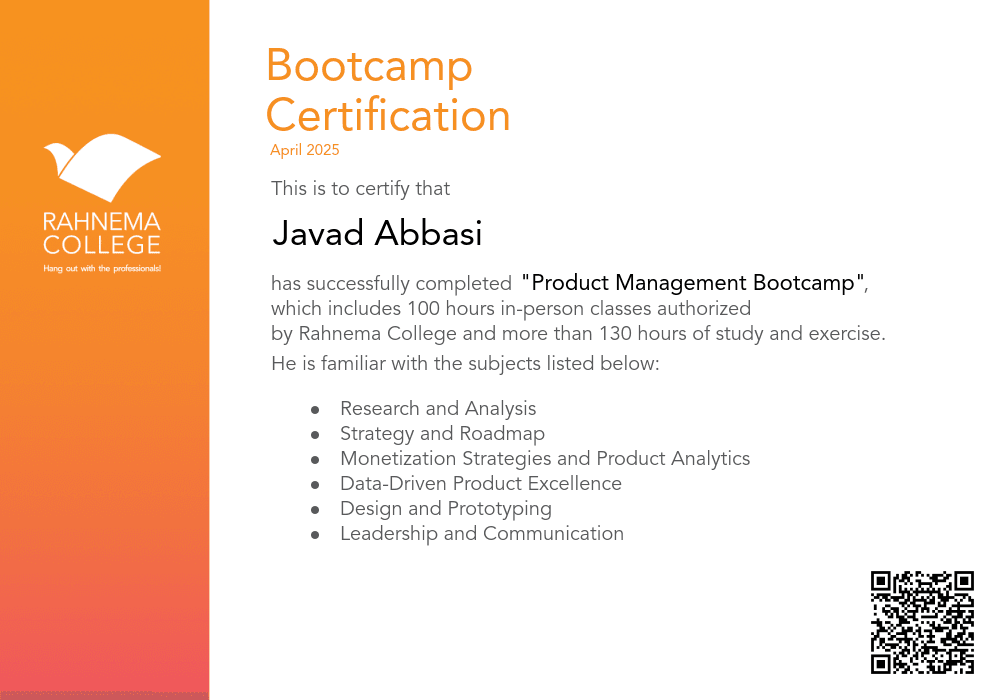 Product Management Bootcamp-completion-certificate