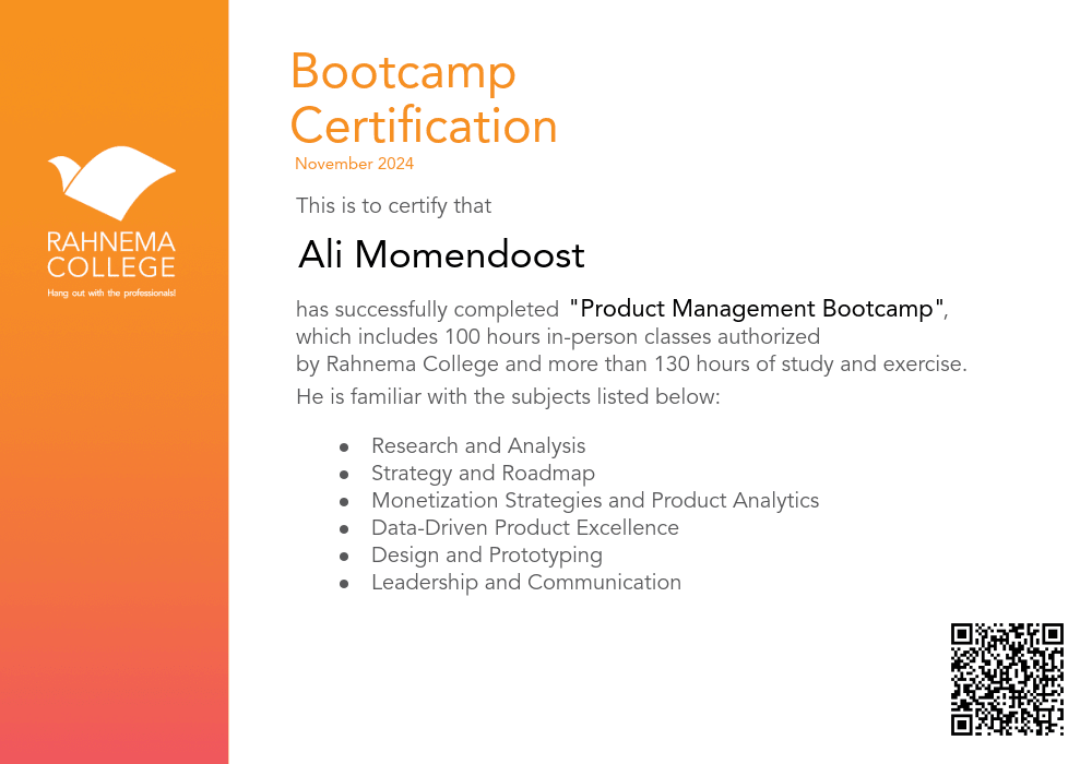 Product Management Bootcamp-completion-certificate