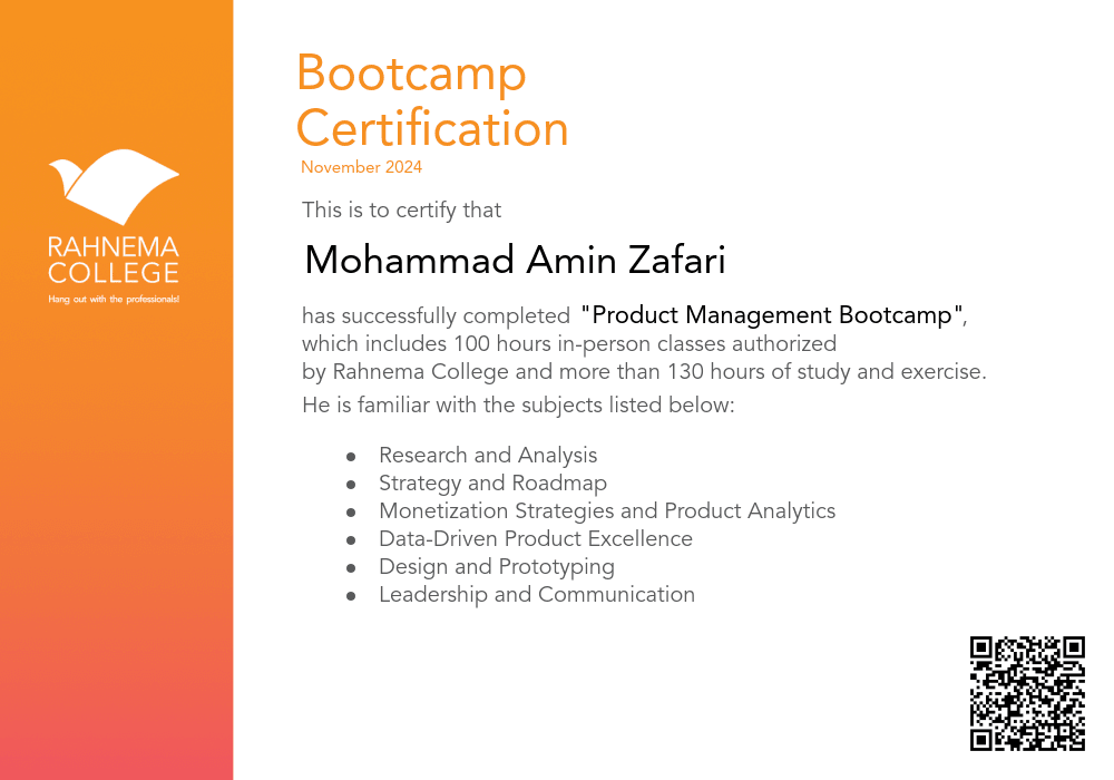 Product Management Bootcamp-completion-certificate