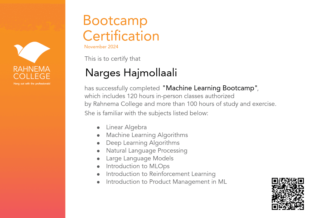 Machine Learning Bootcamp-completion-certificate