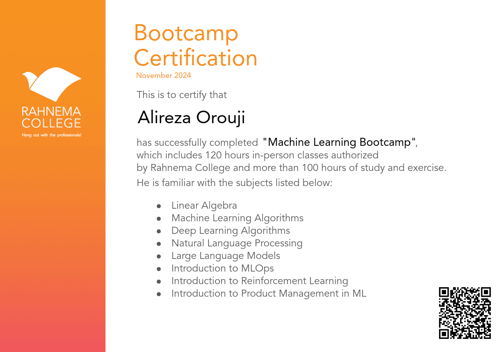 Machine Learning Bootcamp-completion-certificate