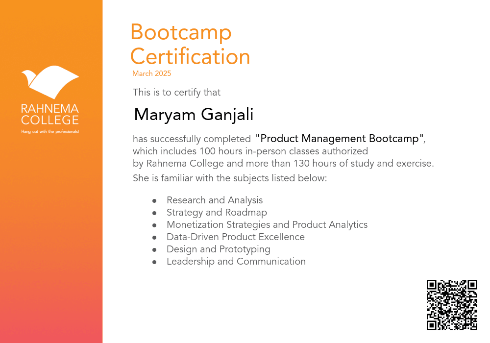Product Management Bootcamp-completion-certificate