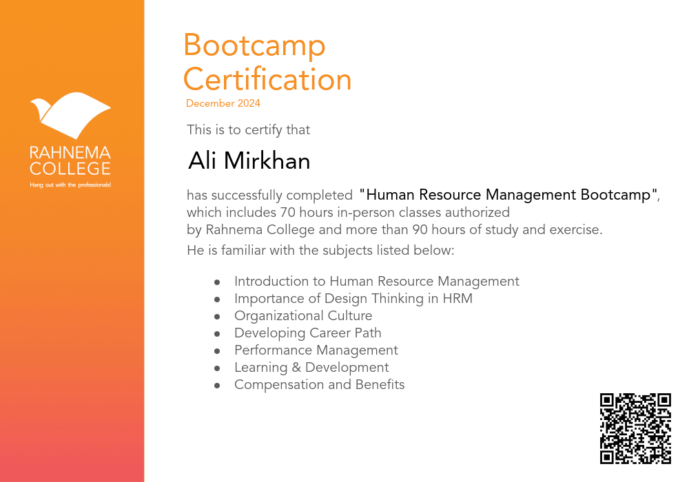 Human Resource Management Bootcamp-completion-certificate