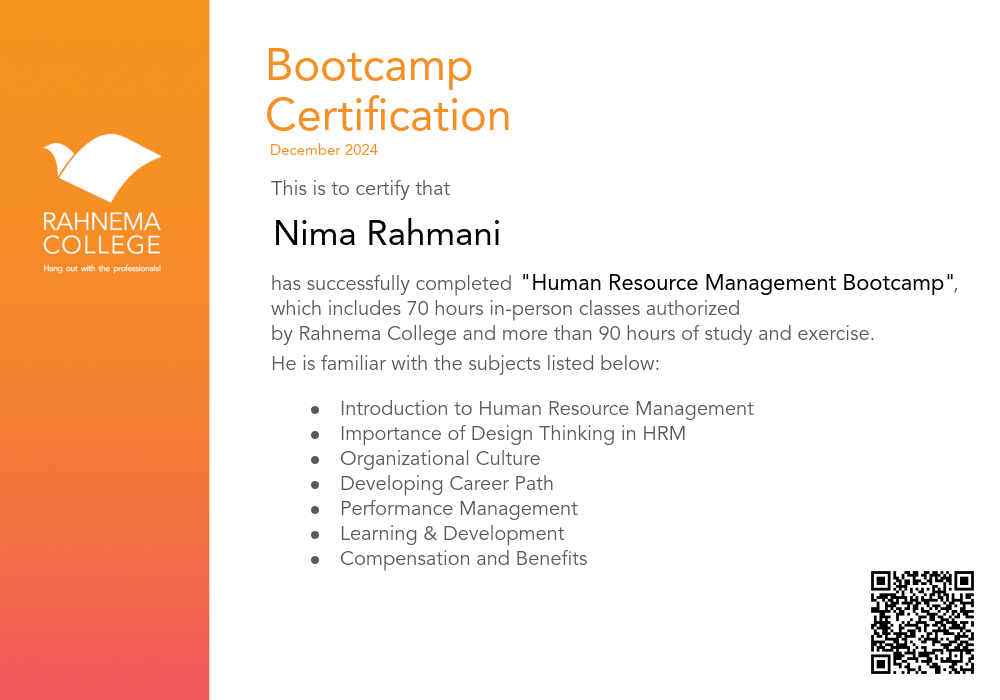 Human Resource Management Bootcamp-completion-certificate