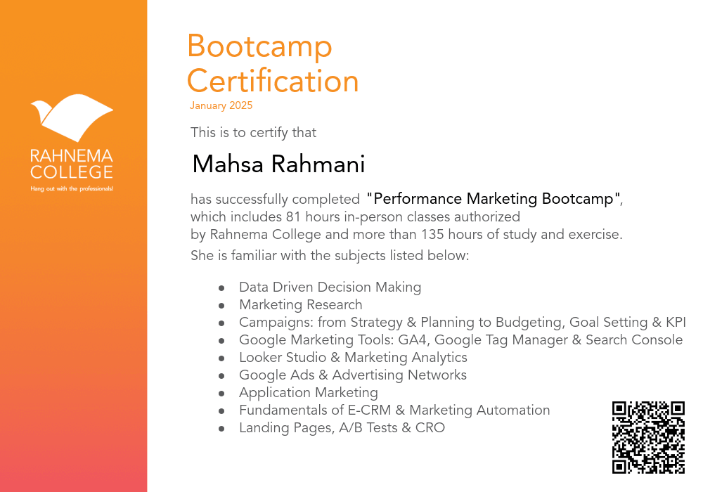 Performance Marketing Bootcamp-completion-certificate
