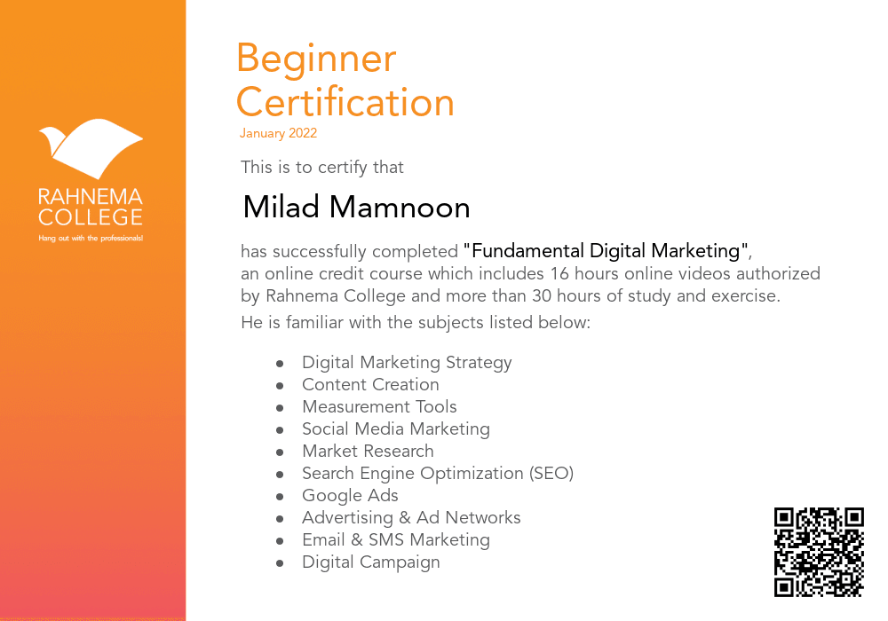 Fundamental Digital Marketing-completion-certificate