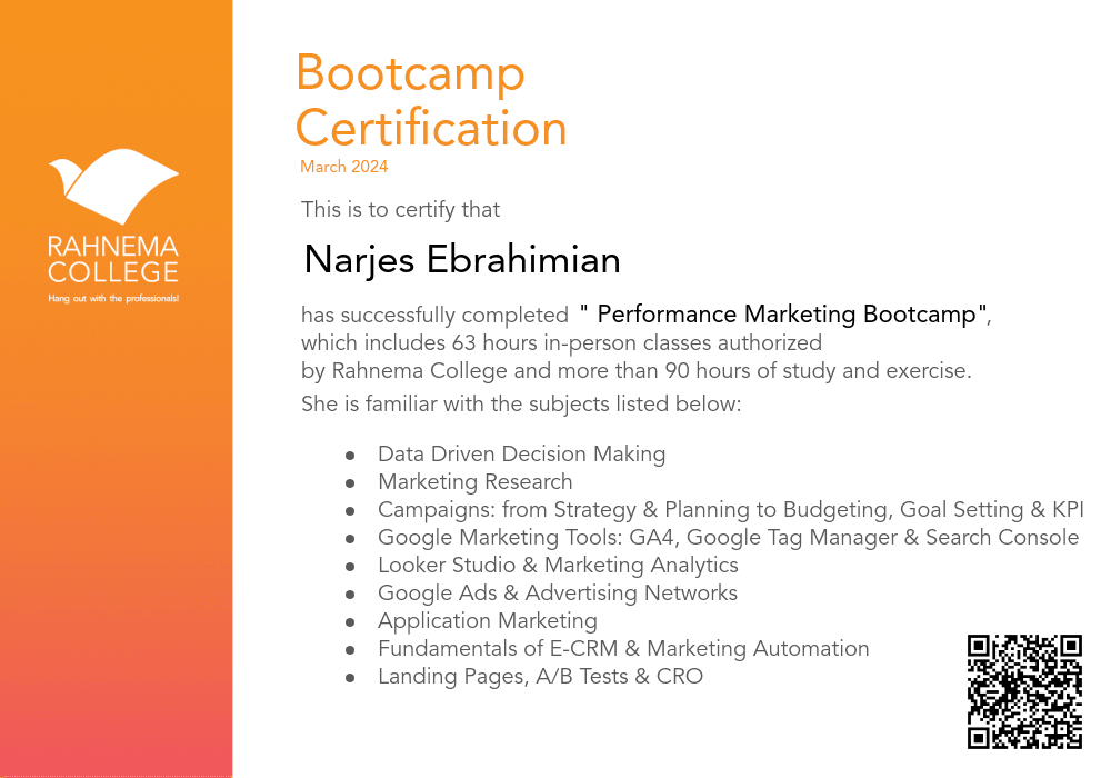 Performance Marketing Bootcamp-completion-certificate