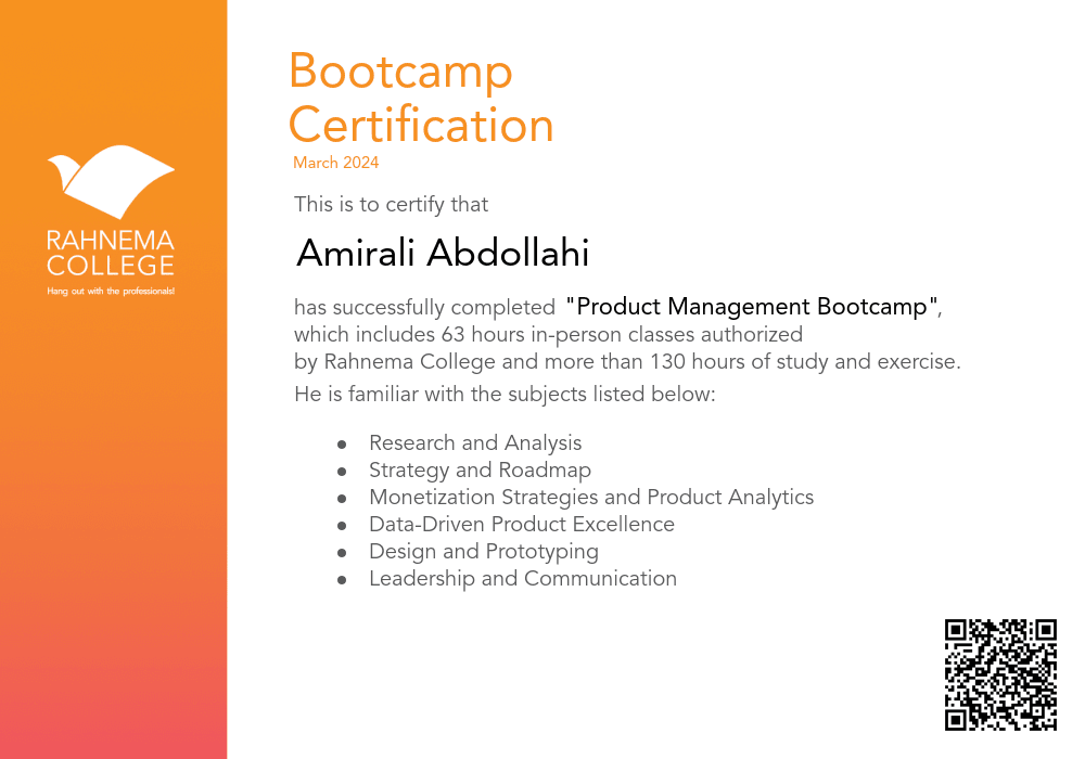 Product Management Bootcamp-completion-certificate