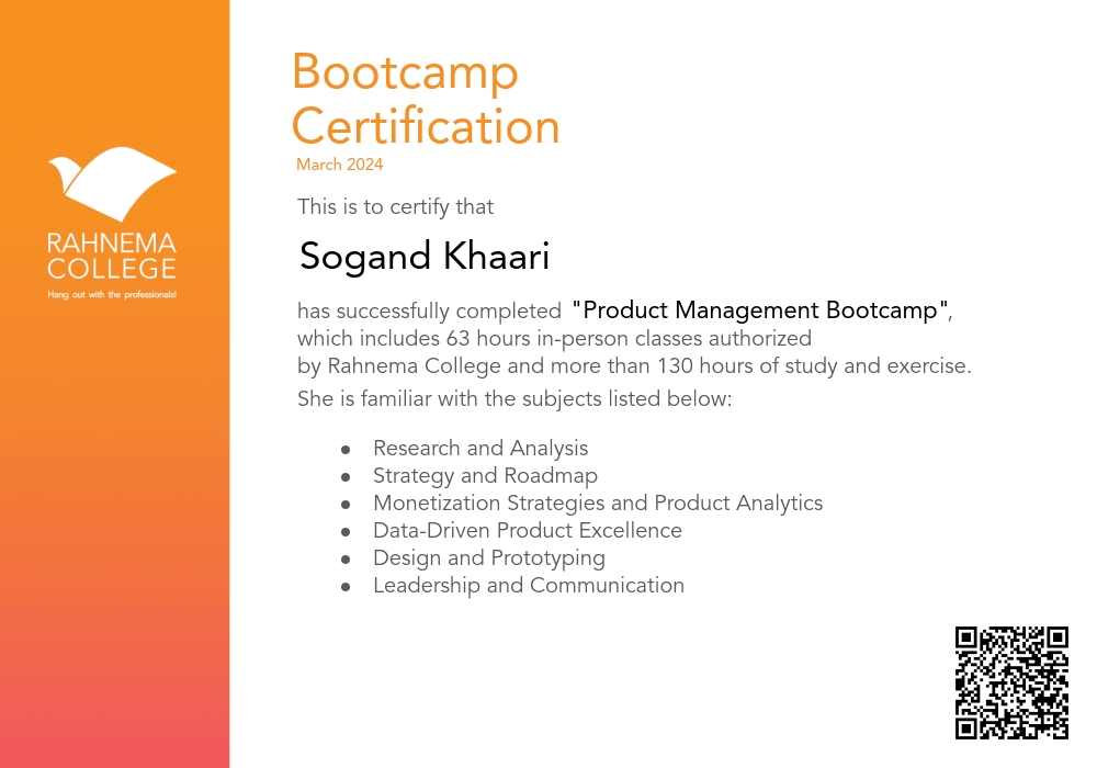 Product Management Bootcamp-completion-certificate