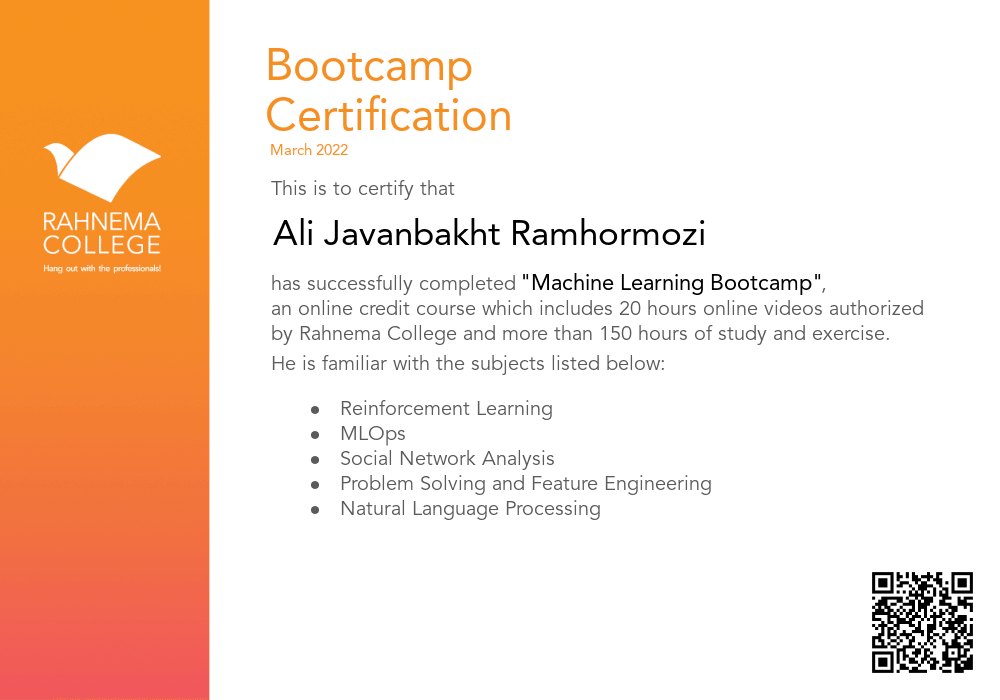 Machine Learning Bootcamp-completion-certificate