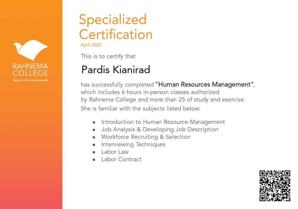 Human Resources Management-completion-certificate