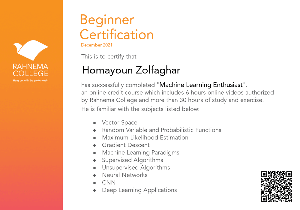 Fundamental Machine Learning-completion-certificate
